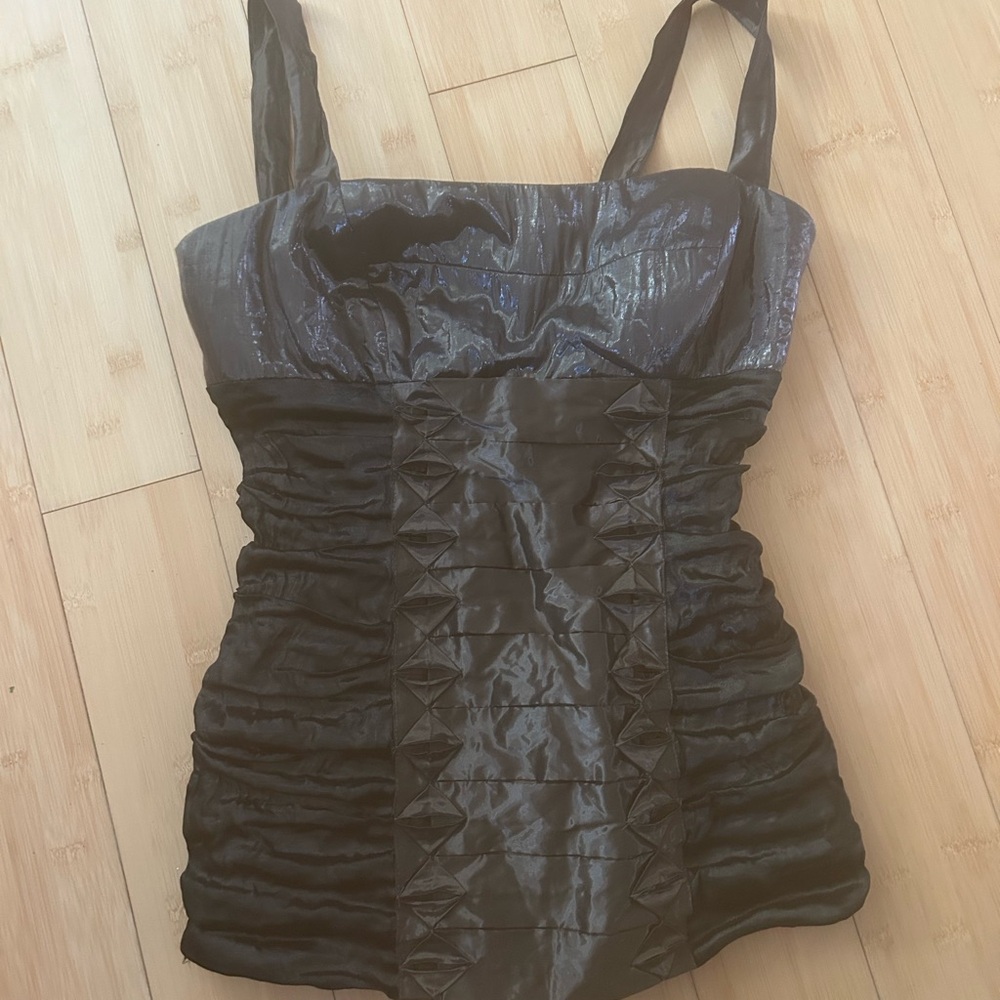 Elegant Black Satin Ruched Top